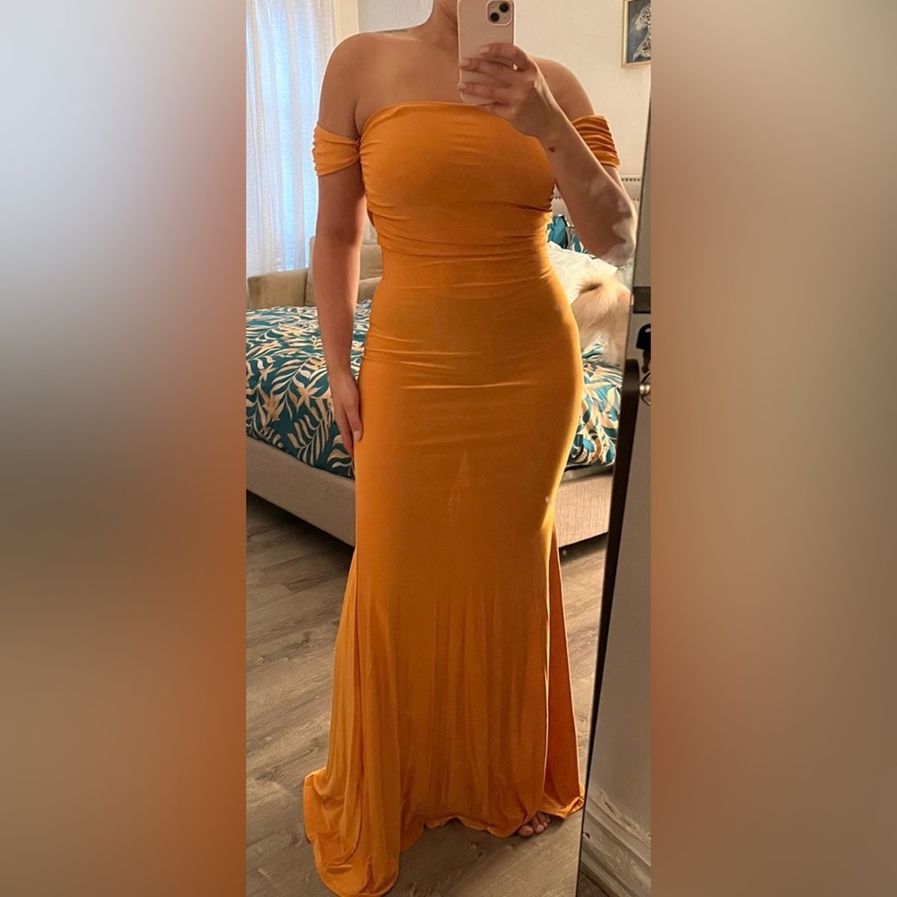 Missguided Orange Stretch Maxi Gown